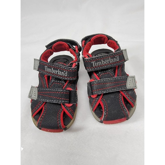 TIMBERLAND Toddler Mad River Sandal 54824 Black Leather Hiking Sz 4 - Picture 1 of 7